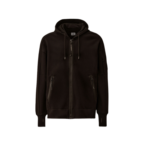 Diagonal Raised Fleece Zip Hoo