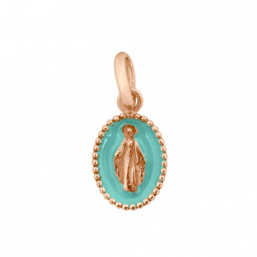 PENDENTIF GIGI - OR ROSE MADONE EMAILLEE